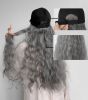 Black Baseball Cap with Grey Long Wavy Synthetic Wig Easy to Wear Hat with Hair Attached Wig Cap