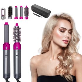 5 In 1 Curling Set With Brush Motor Hair Styler Hot Air Brush Professional Hair Dryer Brush Straightener Volumizer Tool Detachable Styling Brush Negat (Style: Colorful Package, Color: Grey)