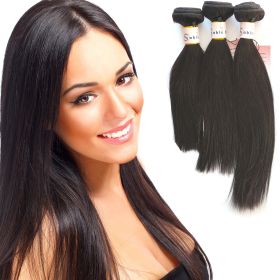 Sable Hub 10A Brazilian Straight Hair 3 Bundles Natural Human Hair Bundle | 100% Unprocessed Virgin Straight Hair Bundle Hair Extension 150% Density R (Color: Black, size: 42718)