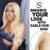 Sable Hub 613 Blonde 4x4 Lace Front Closure Wig Straight Human Hair Brazilian Human Hair Wigs for Women Pre plucked 150 Density 613 Blonde Transparent